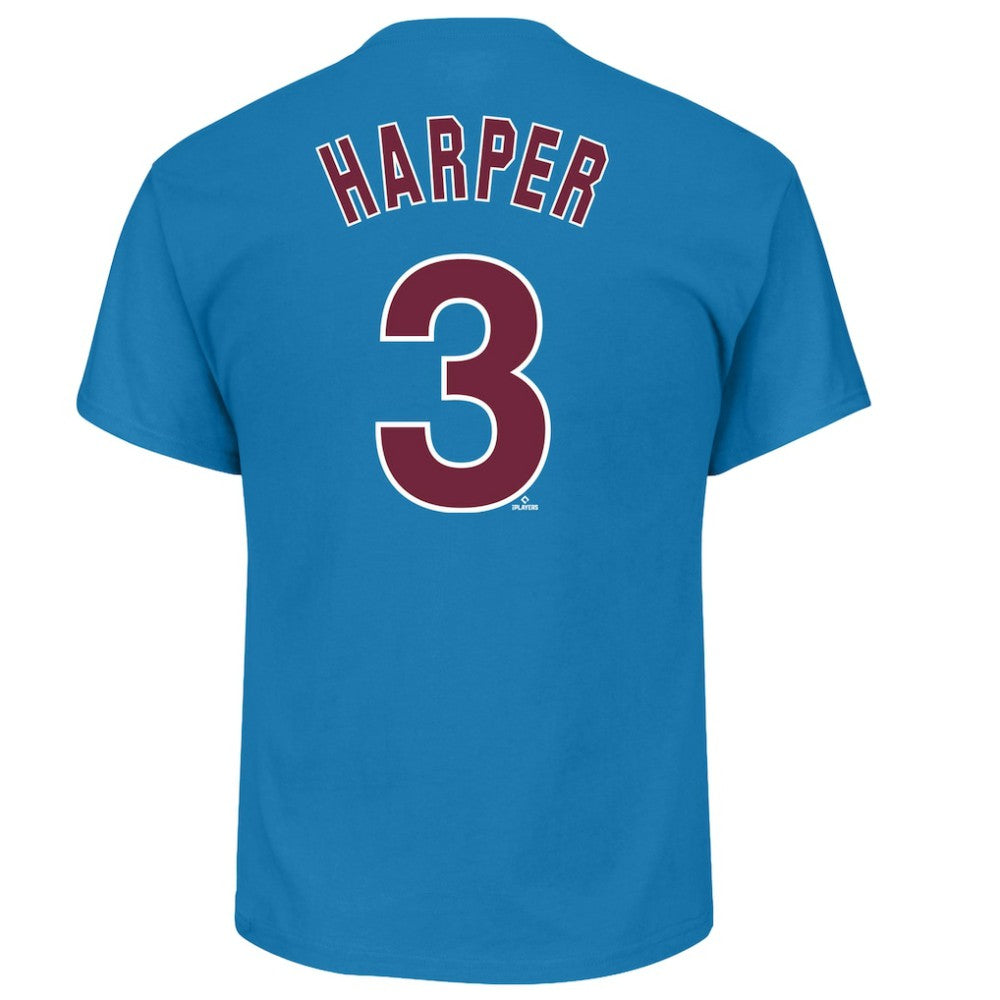 Bryce Harper Philadelphia Phillies Profile Big & Tall Player Name & Number T-Shirt Light Blue
