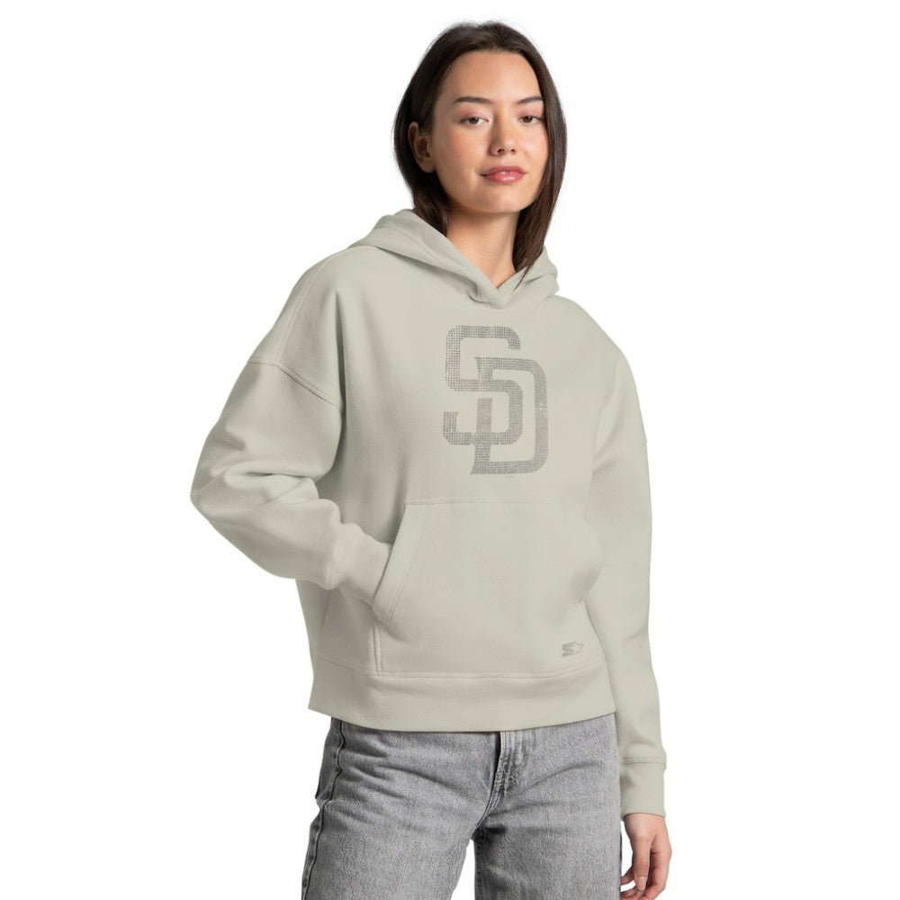 San Diego Padres Starter Women's Fleece Rhinestone Hoodie Khaki