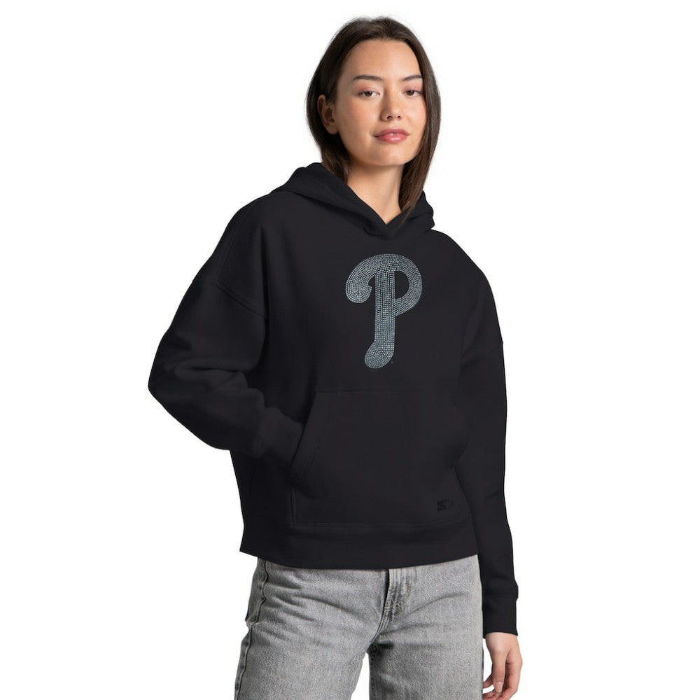 Philadelphia Phillies Starter Women's Fleece Rhinestone Hoodie Black