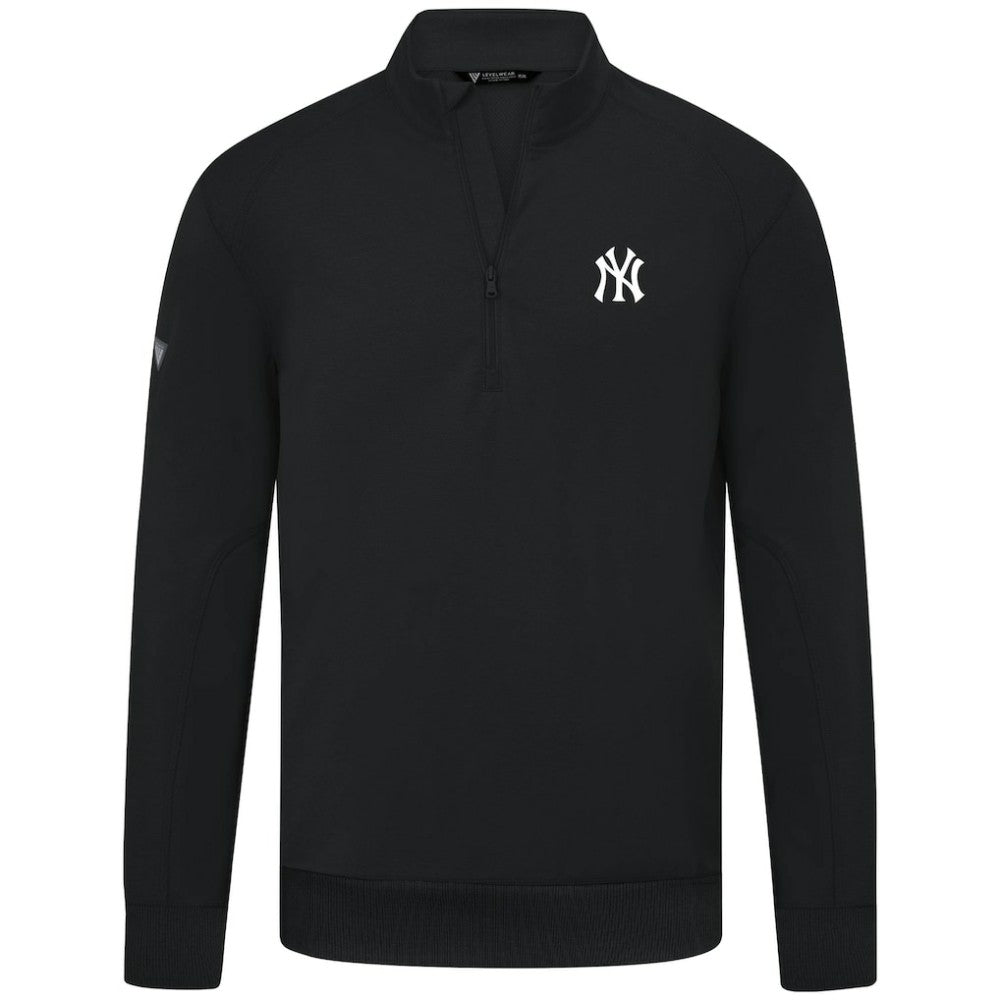New York Yankees Levelwear Upright Insignia Tri-Blend Quarter-Zip Pullover Black