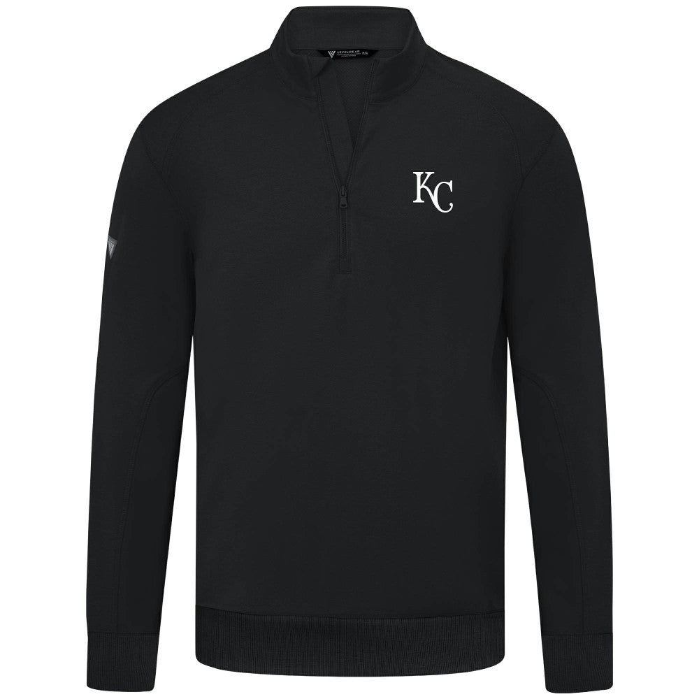 Kansas City Royals Levelwear Upright Insignia Tri-Blend Quarter-Zip Pullover Black