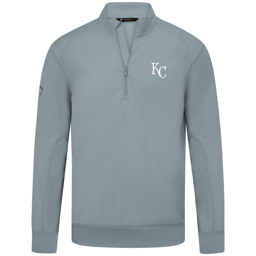 Kansas City Royals Levelwear Upright Insignia Tri-Blend Quarter-Zip Pullover Gray