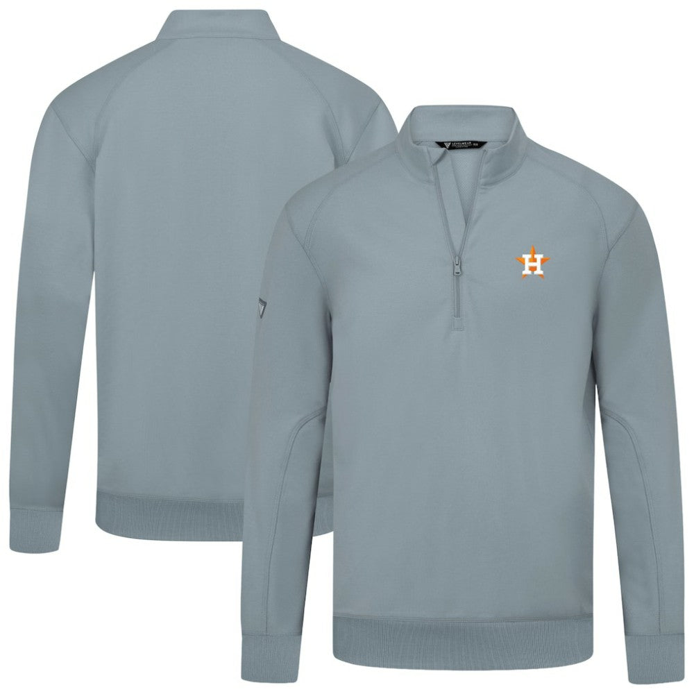 Houston Astros Levelwear Upright Insignia Tri-Blend Quarter-Zip Pullover Gray