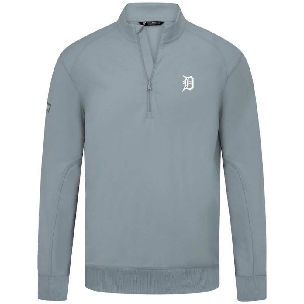 Detroit Tigers Levelwear Upright Insignia Tri-Blend Quarter-Zip Pullover Gray