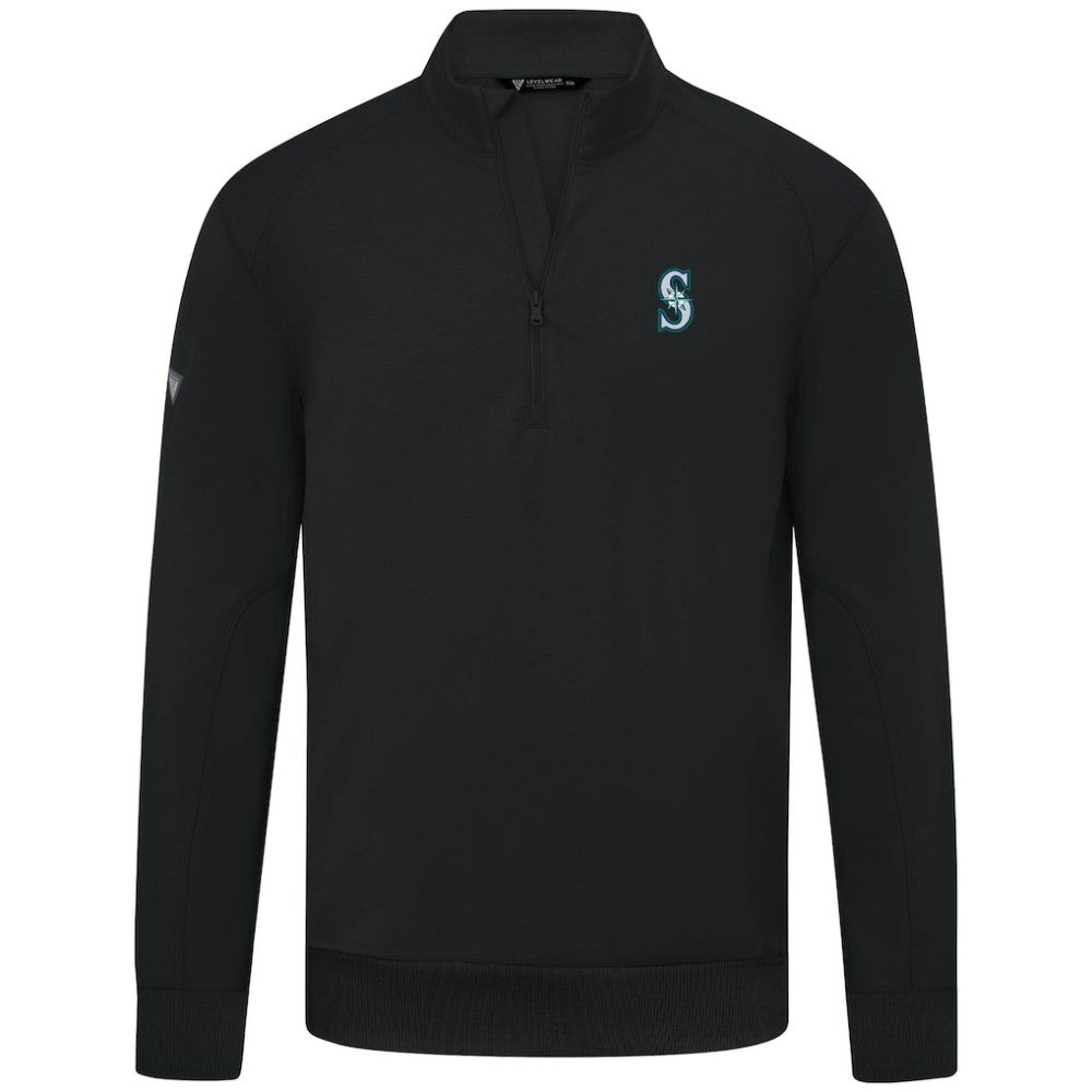 Seattle Mariners Levelwear Upright Insignia Tri-Blend Quarter-Zip Pullover Black