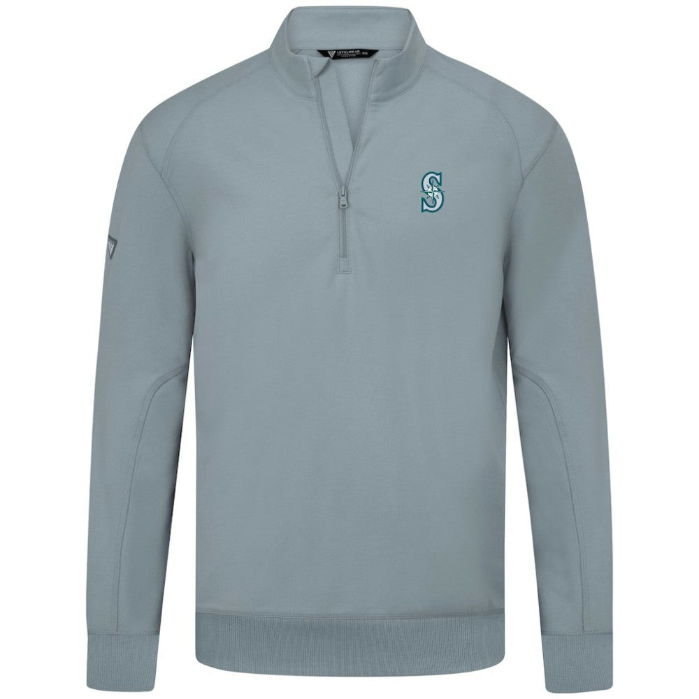 Seattle Mariners Levelwear Upright Insignia Tri-Blend Quarter-Zip Pullover Gray