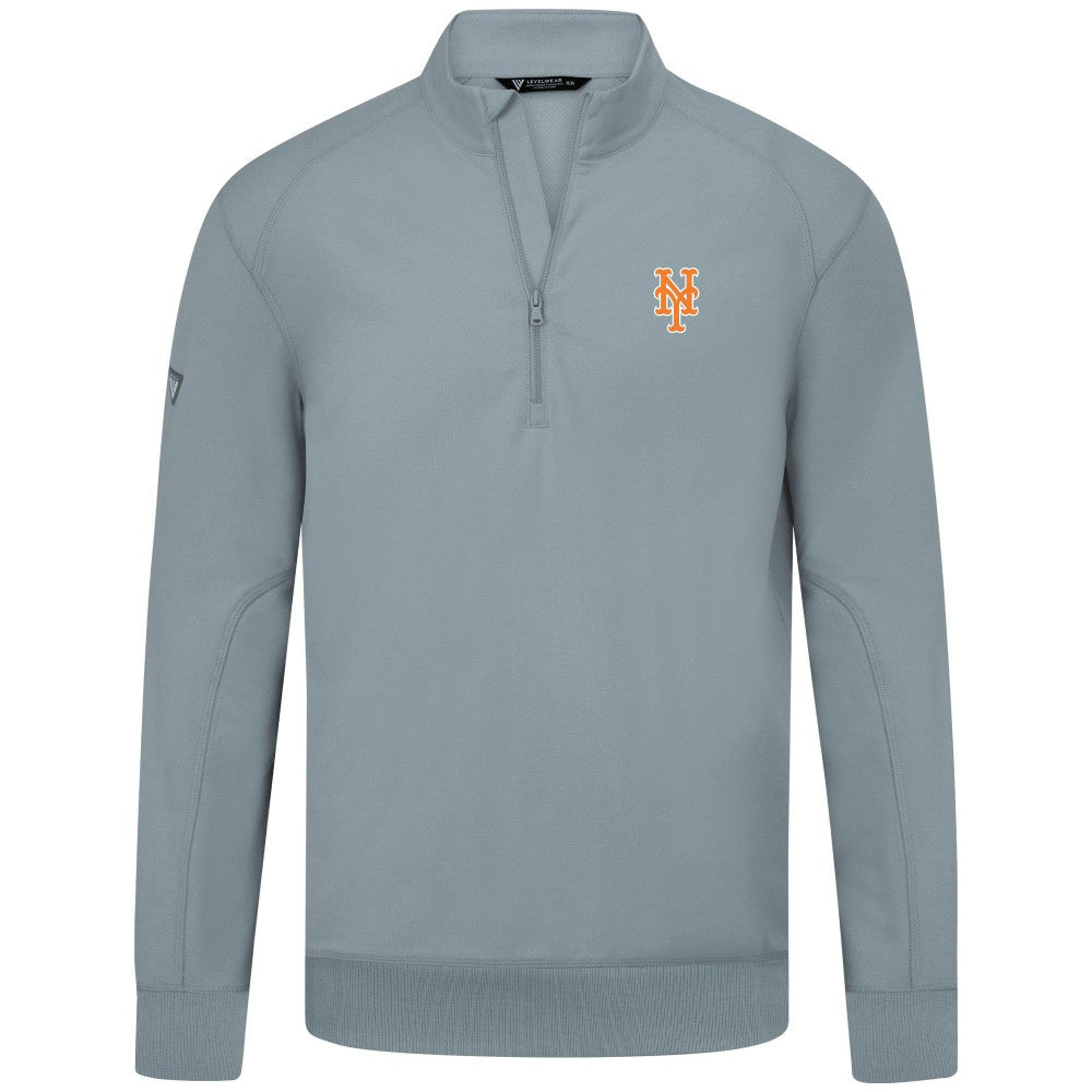 New York Mets Levelwear Upright Insignia Tri-Blend Quarter-Zip Pullover Gray