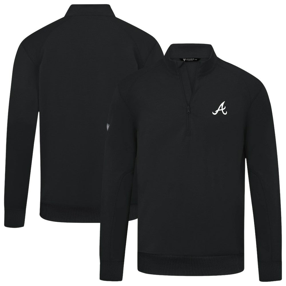 Atlanta Braves Levelwear Upright Insignia Tri-Blend Quarter-Zip Pullover Black