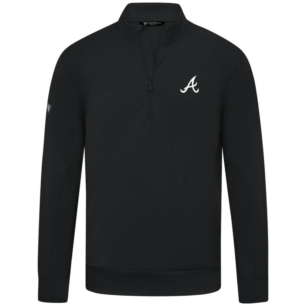 Atlanta Braves Levelwear Upright Insignia Tri-Blend Quarter-Zip Pullover Black