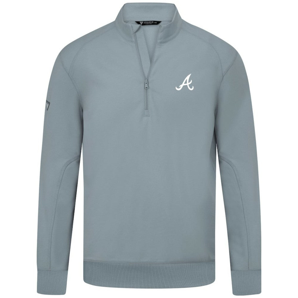 Atlanta Braves Levelwear Upright Insignia Tri-Blend Quarter-Zip Pullover Gray