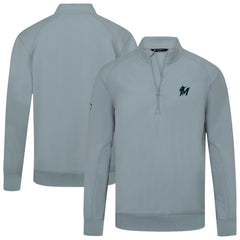 Miami Marlins Levelwear Upright Insignia Tri-Blend Quarter-Zip Pullover Gray