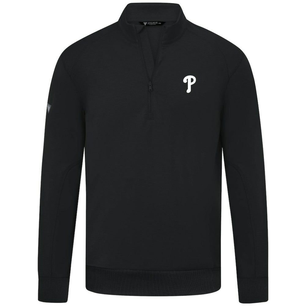 Philadelphia Phillies Levelwear Upright Insignia Tri-Blend Quarter-Zip Pullover Black