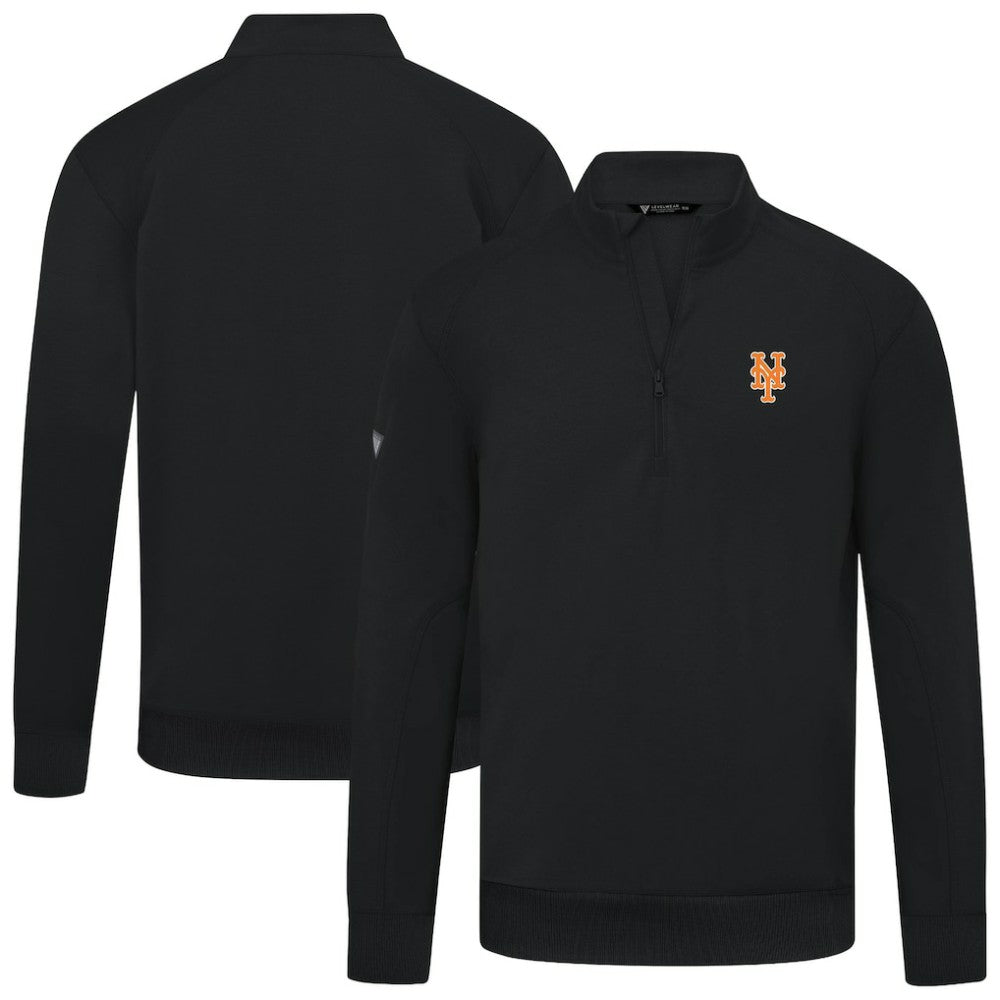 New York Mets Levelwear Upright Insignia Tri-Blend Quarter-Zip Pullover Black