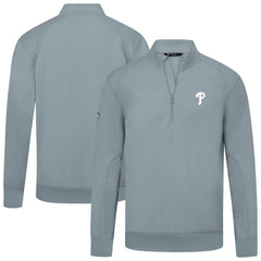 Philadelphia Phillies Levelwear Upright Insignia Tri-Blend Quarter-Zip Pullover Gray