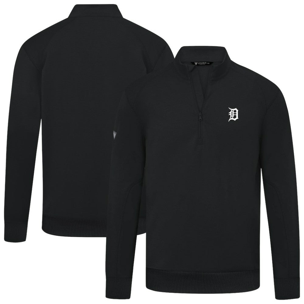 Detroit Tigers Levelwear Upright Insignia Tri-Blend Quarter-Zip Pullover Black