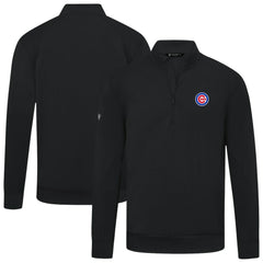 Chicago Cubs Levelwear Upright Insignia Tri-Blend Quarter-Zip Pullover Black