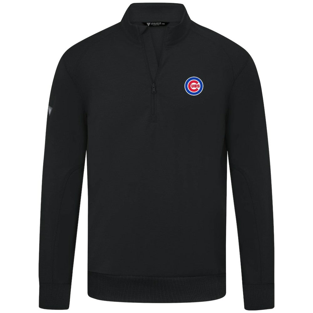 Chicago Cubs Levelwear Upright Insignia Tri-Blend Quarter-Zip Pullover Black