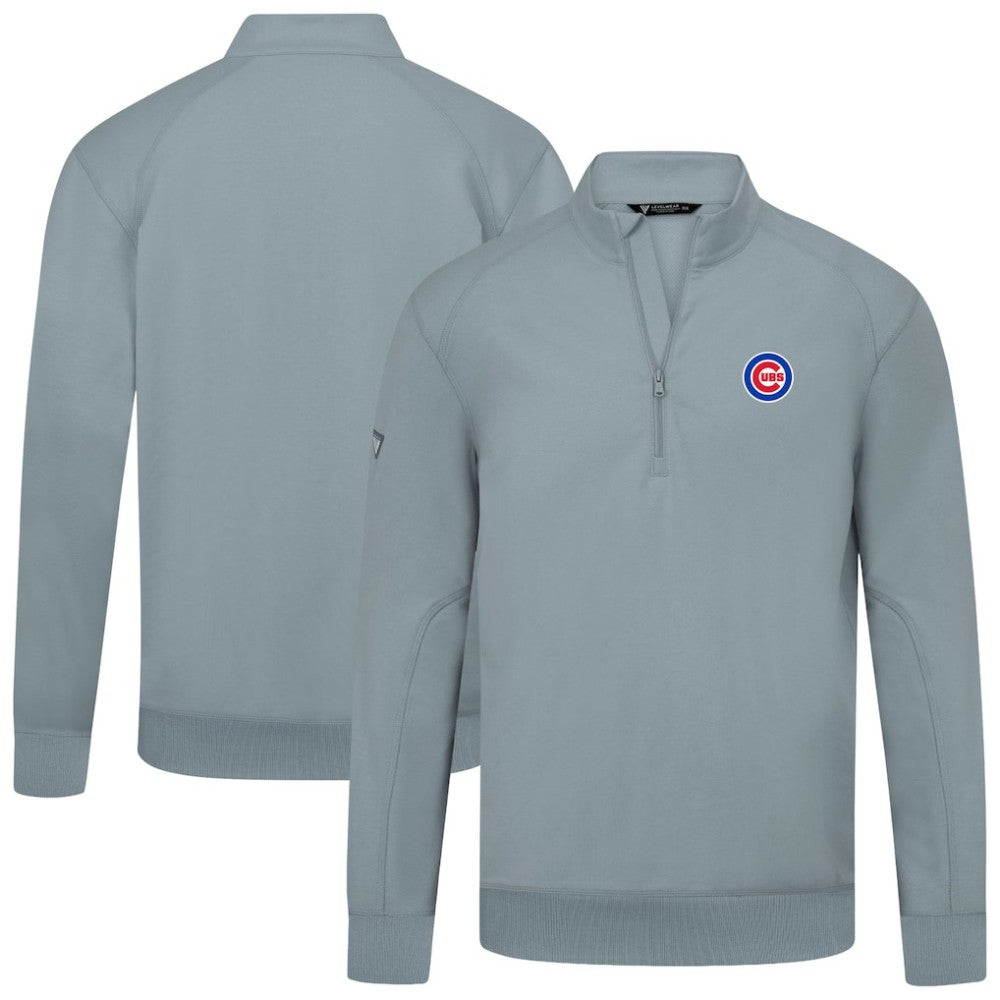 Chicago Cubs Levelwear Upright Insignia Tri-Blend Quarter-Zip Pullover Gray