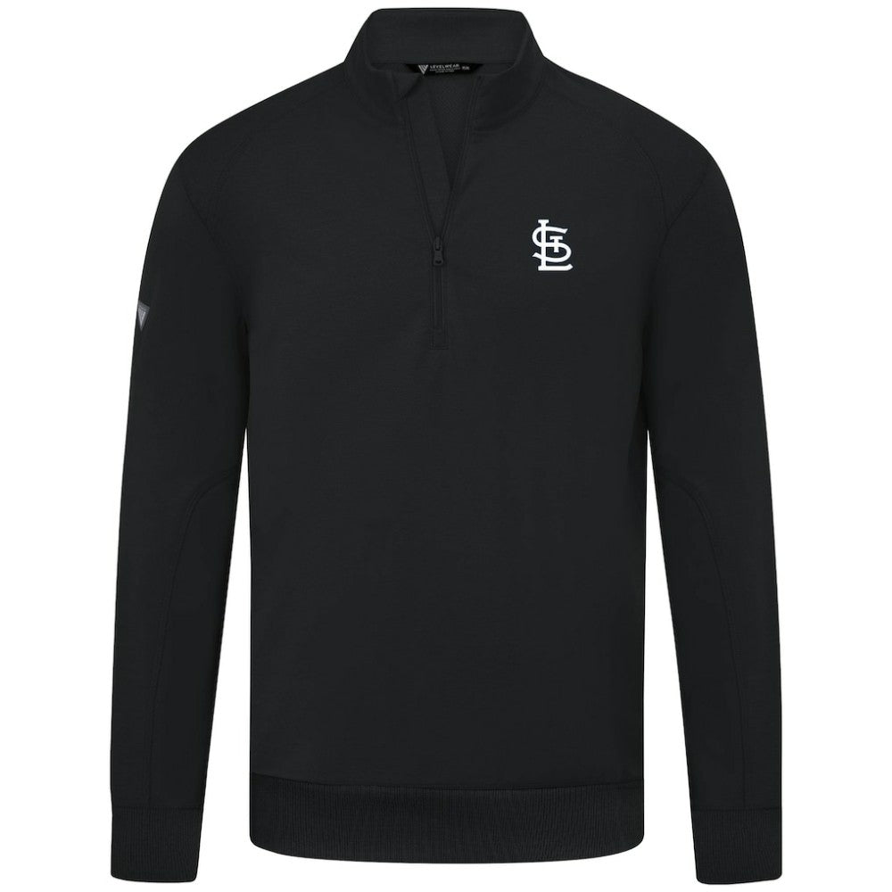 St. Louis Cardinals Levelwear Upright Insignia Tri-Blend Quarter-Zip Pullover Black
