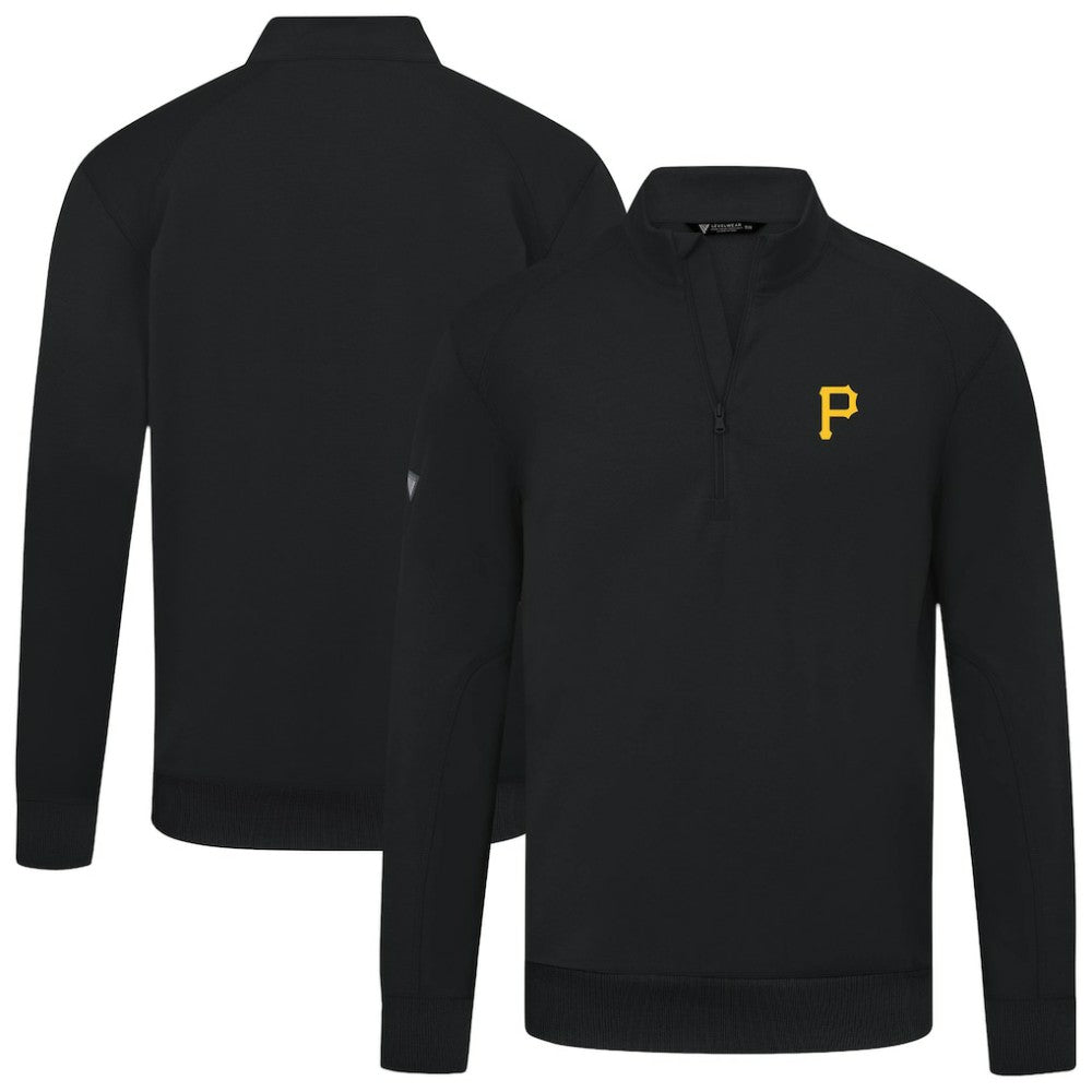 Pittsburgh Pirates Levelwear Upright Insignia Tri-Blend Quarter-Zip Pullover Black