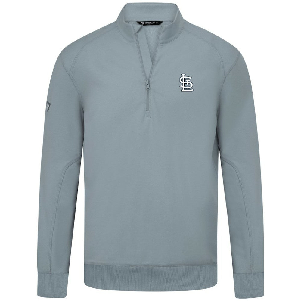 St. Louis Cardinals Levelwear Upright Insignia Tri-Blend Quarter-Zip Pullover Gray