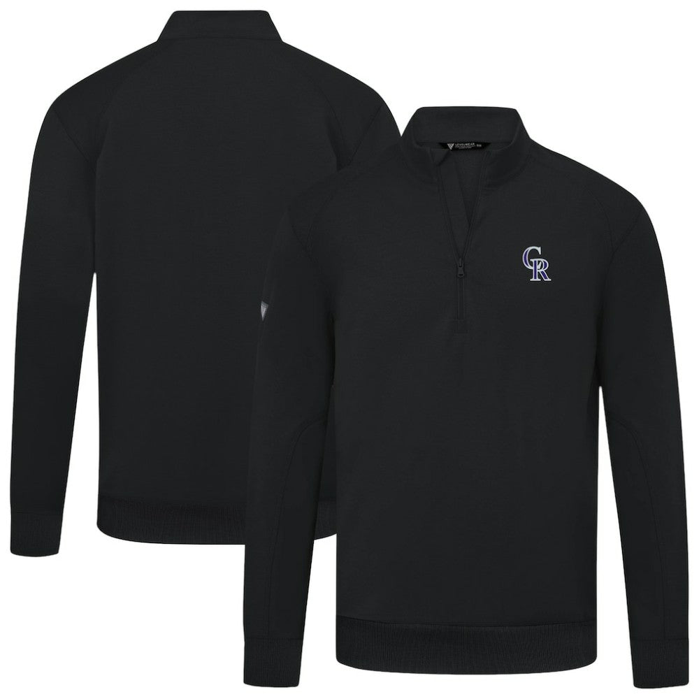 Colorado Rockies Levelwear Upright Insignia Tri-Blend Quarter-Zip Pullover Black