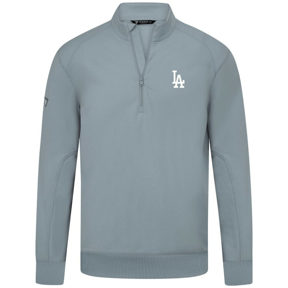 Los Angeles Dodgers Levelwear Upright Insignia Tri-Blend Quarter-Zip Pullover Gray