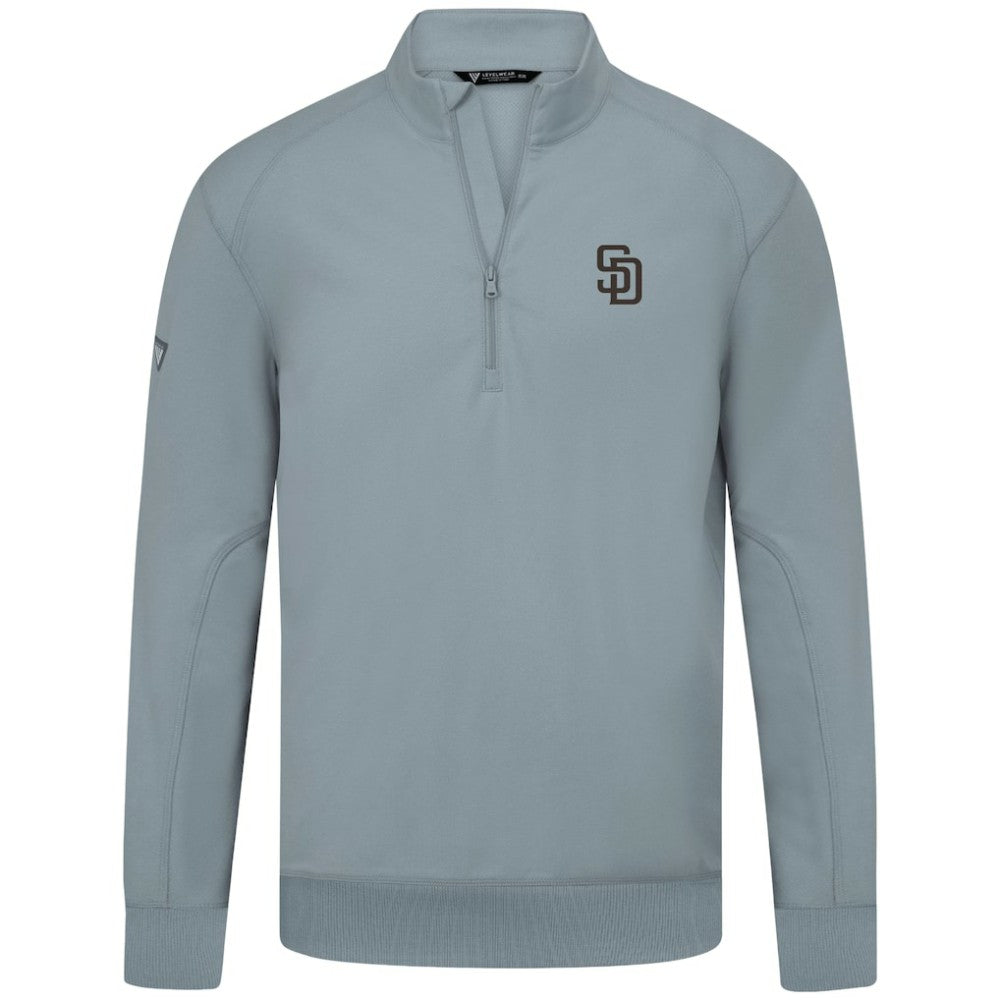 San Diego Padres Levelwear Upright Insignia Tri-Blend Quarter-Zip Pullover Gray