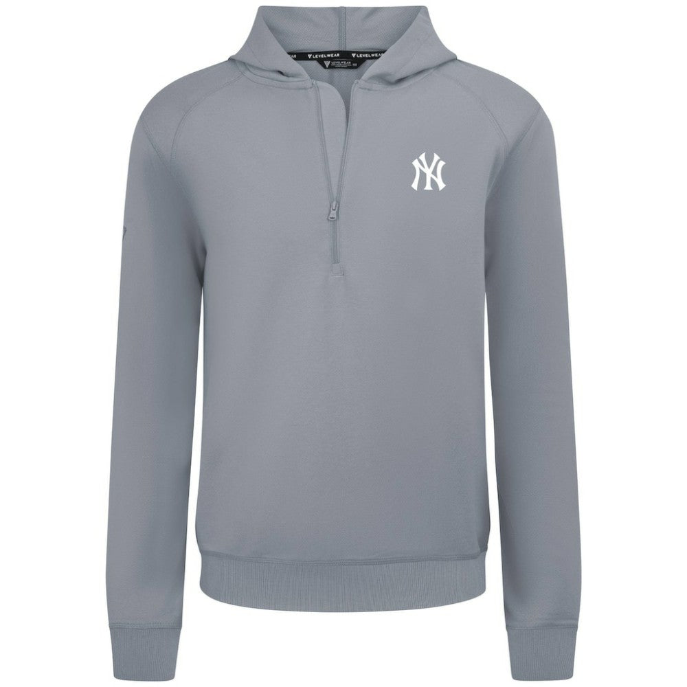 New York Yankees Levelwear Technic Insignia Quarter-Zip Hoodie Gray
