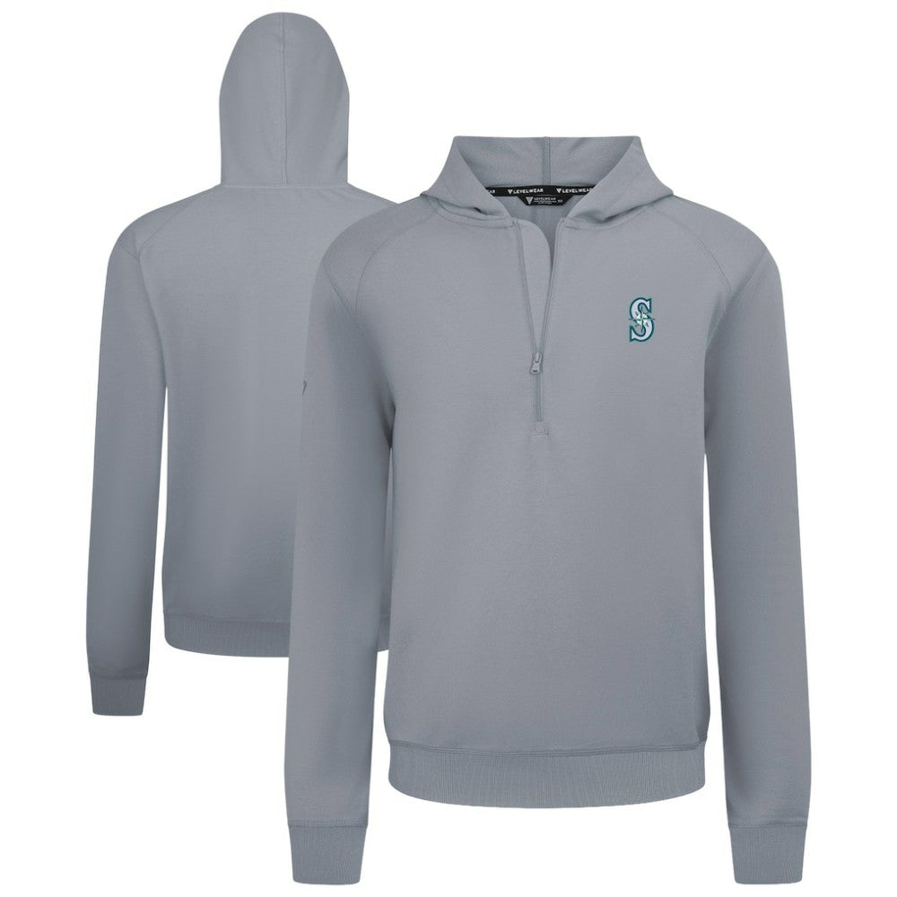 Seattle Mariners Levelwear Technic Insignia Quarter-Zip Hoodie Gray