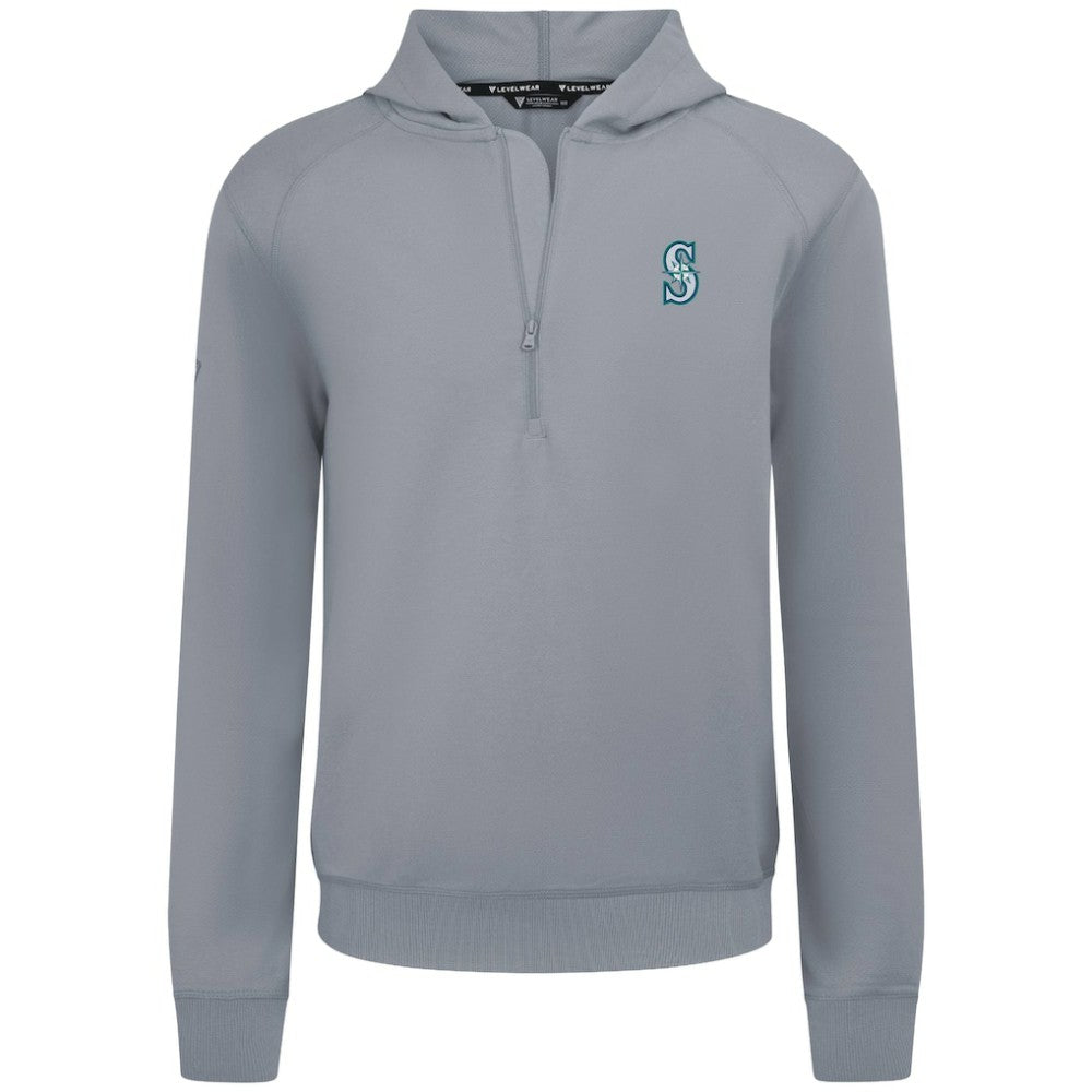 Seattle Mariners Levelwear Technic Insignia Quarter-Zip Hoodie Gray