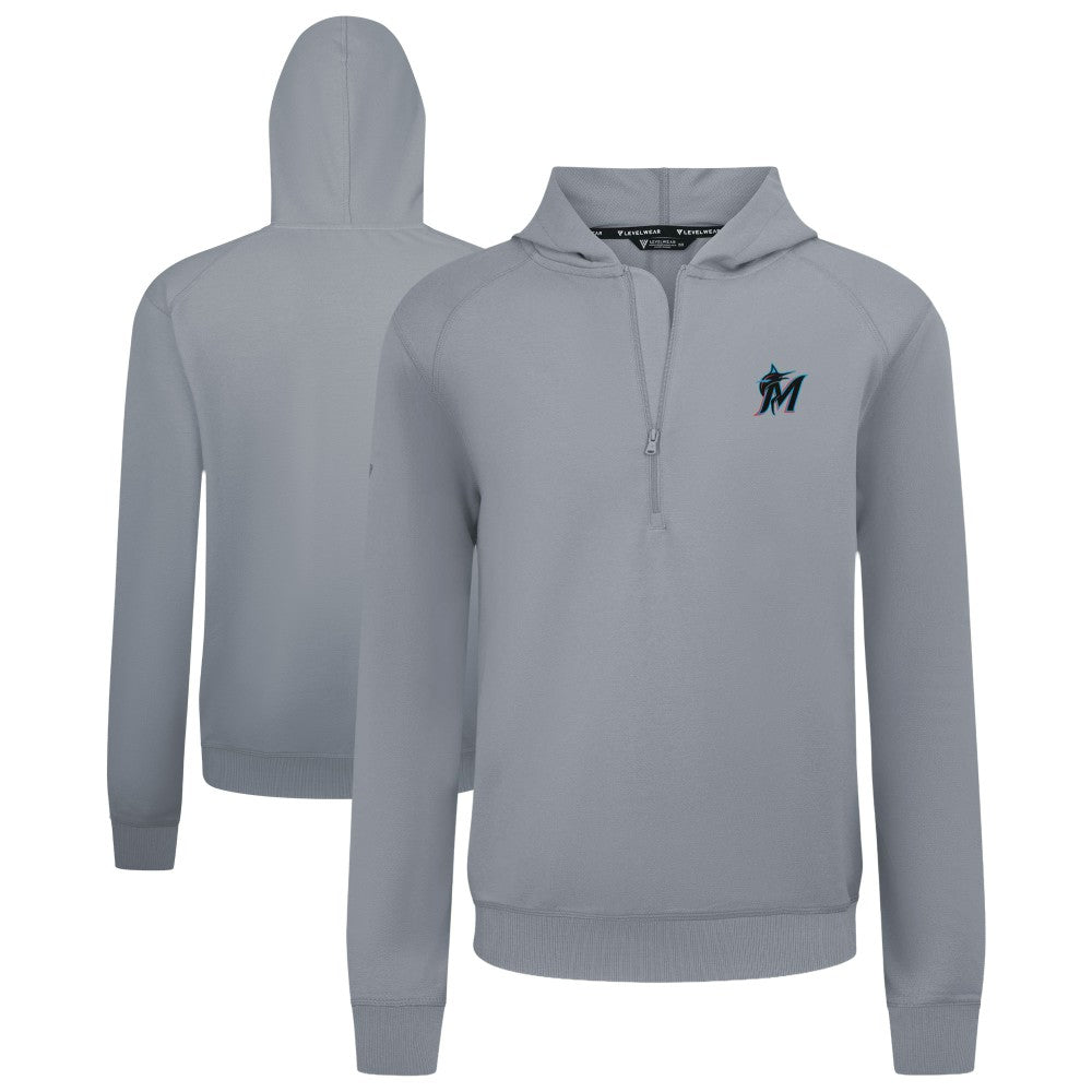 Miami Marlins Levelwear Technic Insignia Quarter-Zip Hoodie Gray