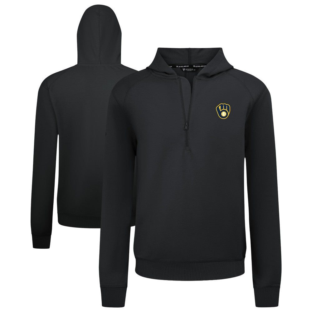Milwaukee Brewers Levelwear Technic Insignia Quarter-Zip Hoodie Black
