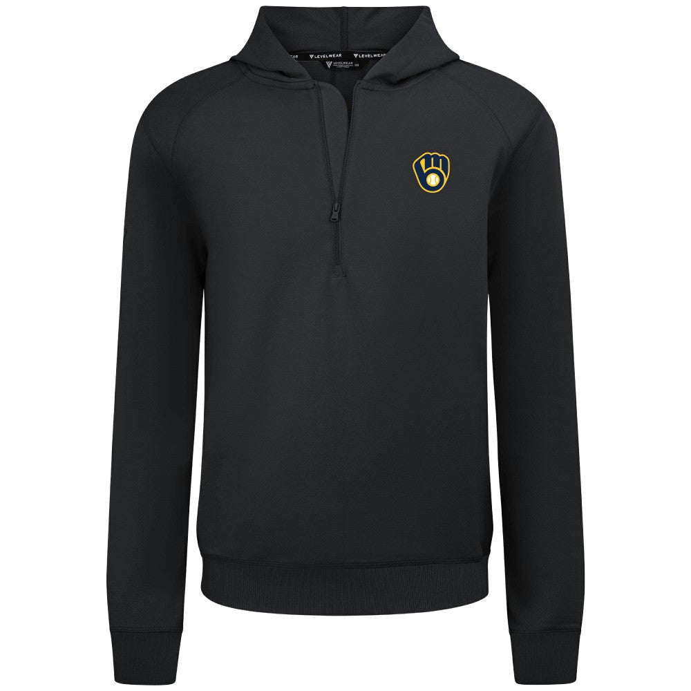 Milwaukee Brewers Levelwear Technic Insignia Quarter-Zip Hoodie Black
