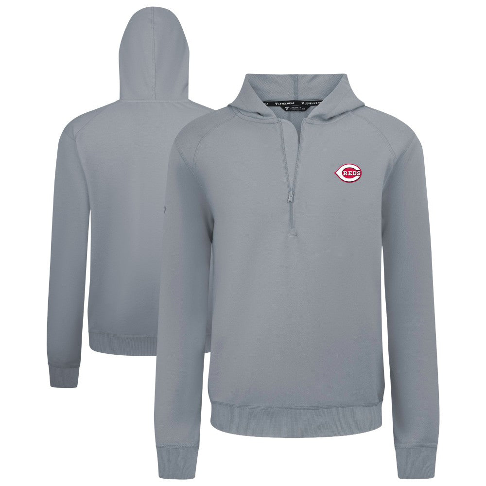 Cincinnati Reds Levelwear Technic Insignia Quarter-Zip Hoodie Gray