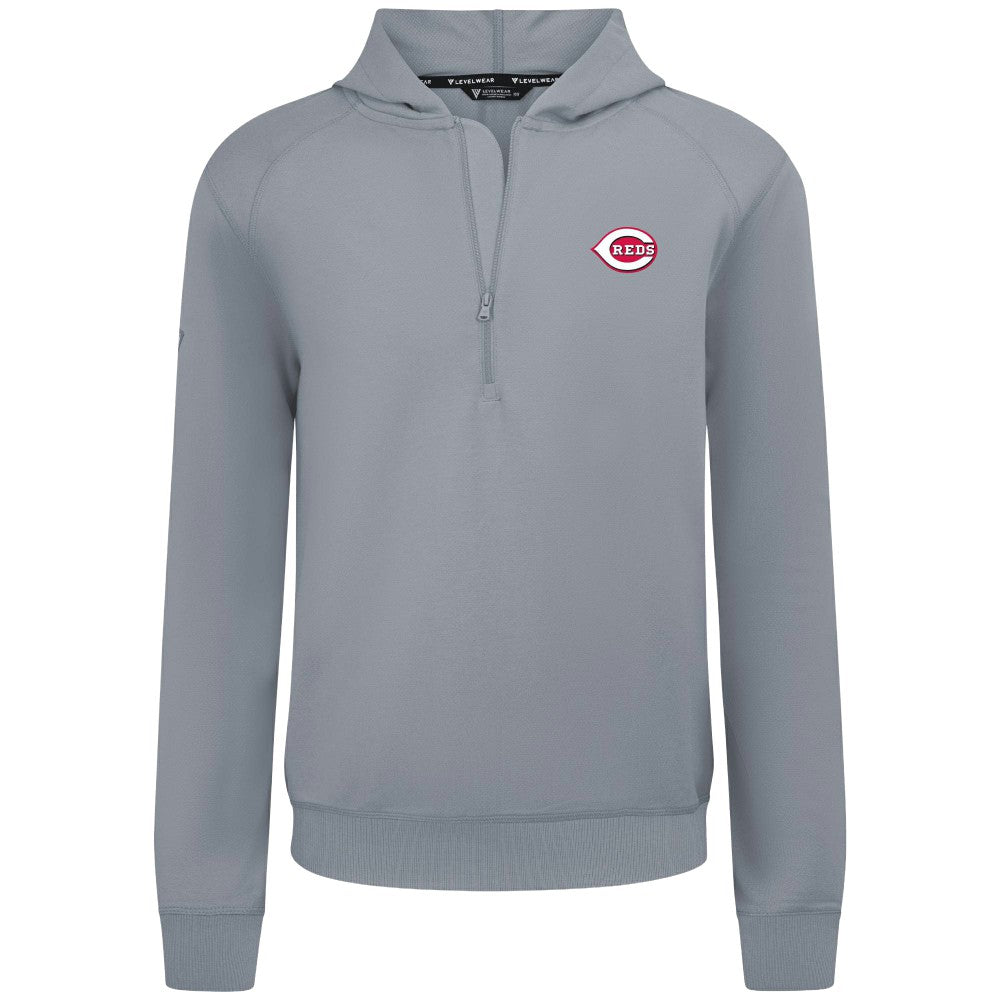 Cincinnati Reds Levelwear Technic Insignia Quarter-Zip Hoodie Gray