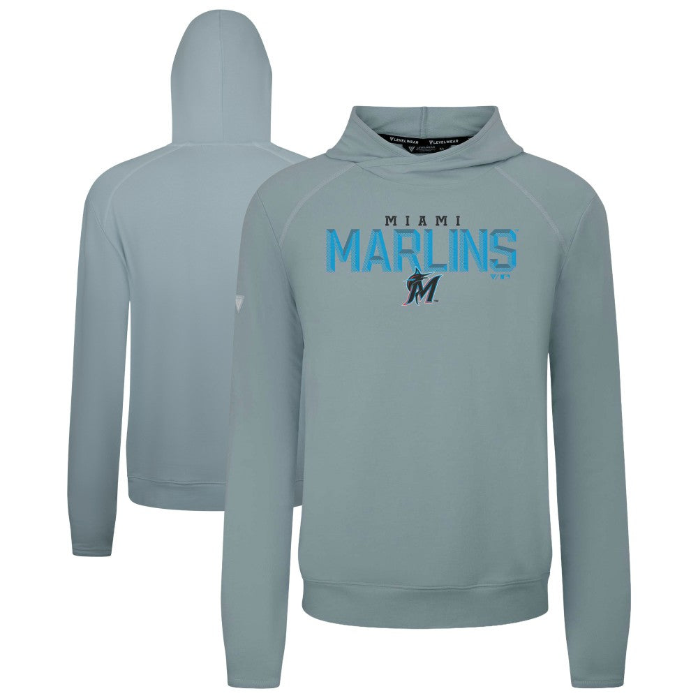 Miami Marlins Levelwear Mandate Carve Tri-Blend Hoodie Gray