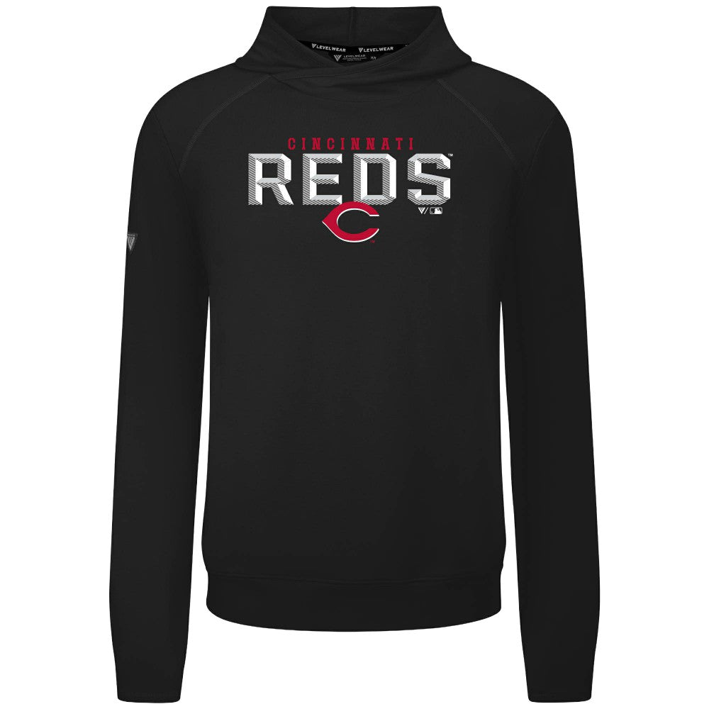 Cincinnati Reds Levelwear Mandate Carve Tri-Blend Hoodie Black