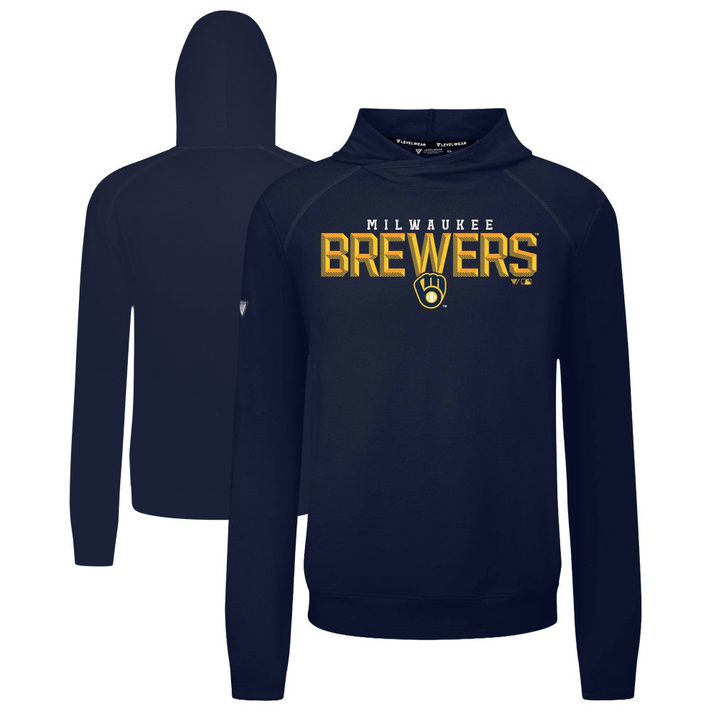 Milwaukee Brewers Levelwear Mandate Carve Tri-Blend Hoodie Navy