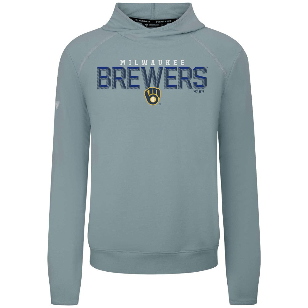 Milwaukee Brewers Levelwear Mandate Carve Tri-Blend Hoodie Gray
