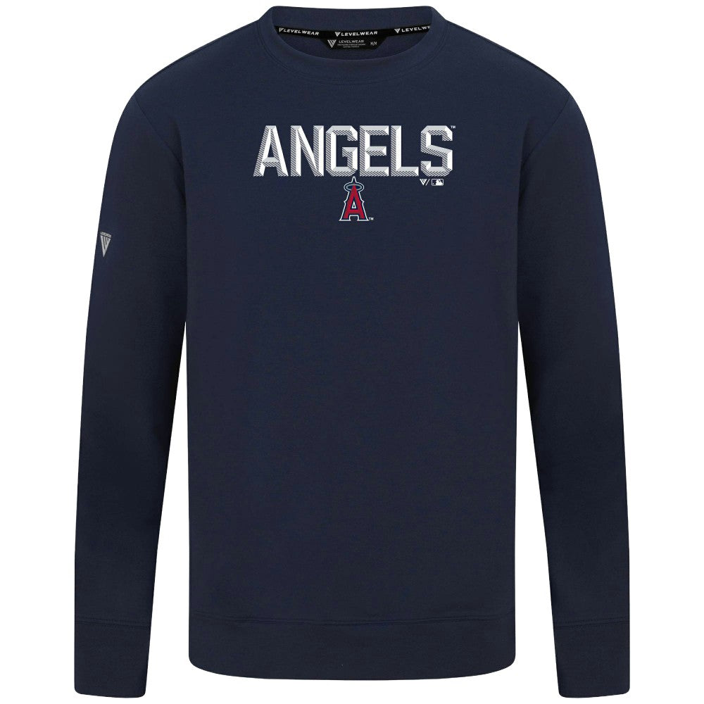 Los Angeles Angels Levelwear Mandate Carve Tri-Blend Sweatshirt Navy