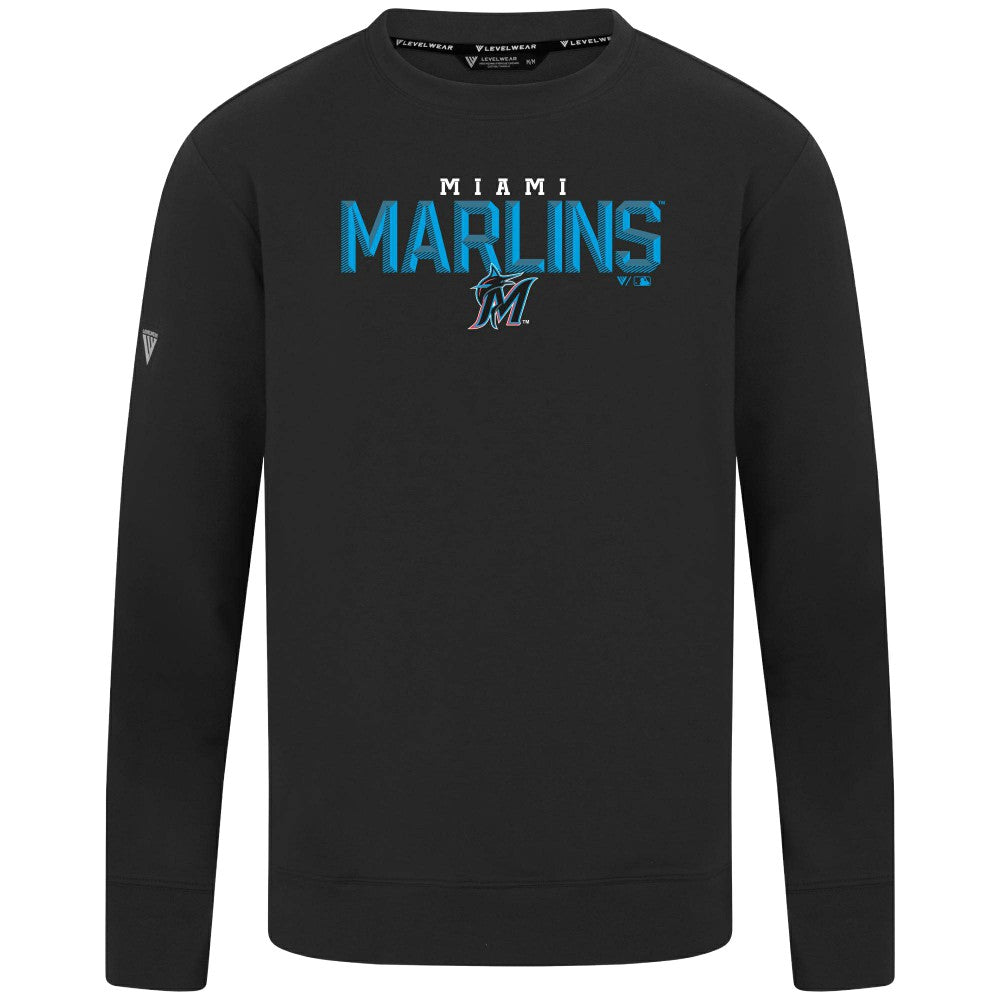 Miami Marlins Levelwear Mandate Carve Tri-Blend Sweatshirt Black