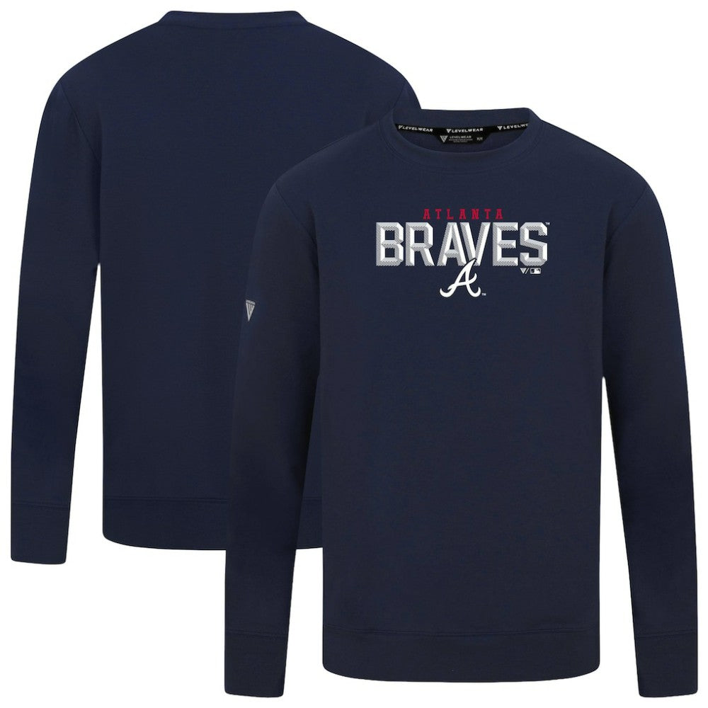Atlanta Braves Levelwear Mandate Carve Tri-Blend Sweatshirt Navy