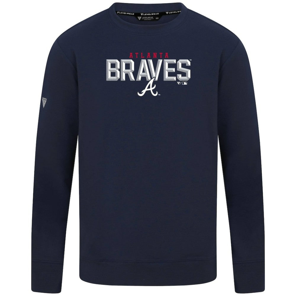 Atlanta Braves Levelwear Mandate Carve Tri-Blend Sweatshirt Navy