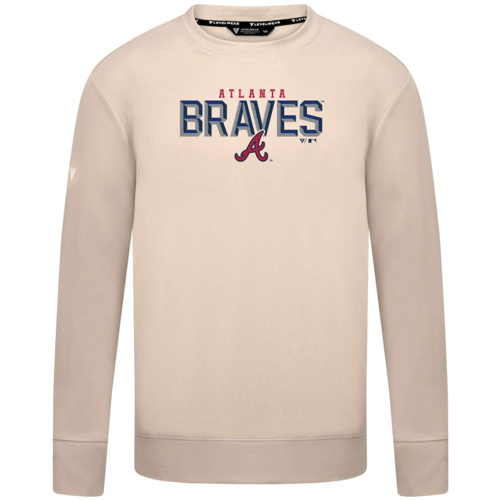 Atlanta Braves Levelwear Mandate Carve Tri-Blend Sweatshirt Khaki
