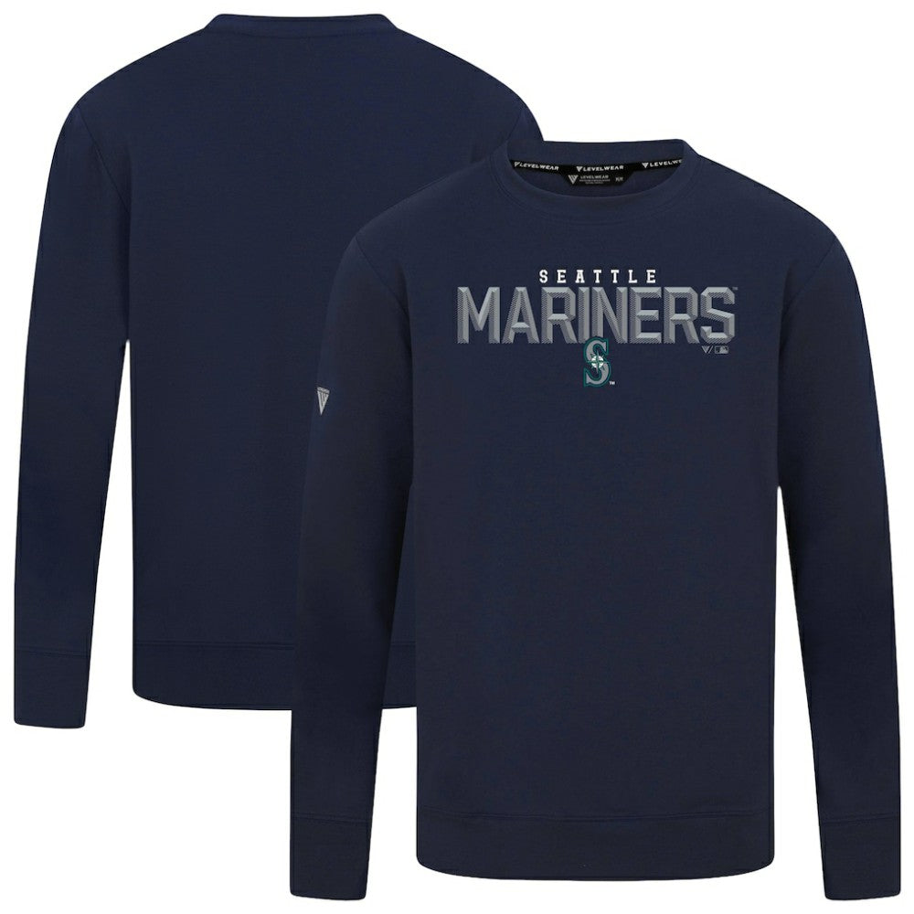 Seattle Mariners Levelwear Mandate Carve Tri-Blend Sweatshirt Navy