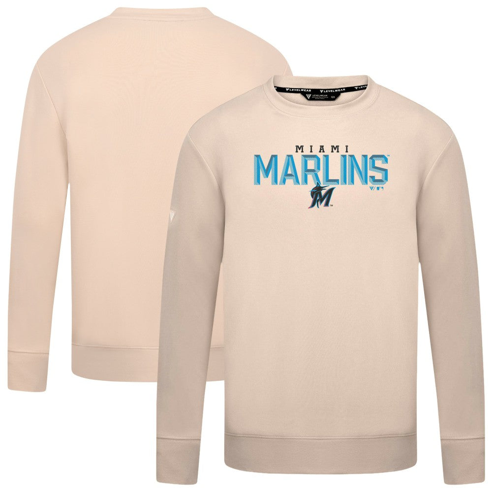 Miami Marlins Levelwear Mandate Carve Tri-Blend Sweatshirt Khaki