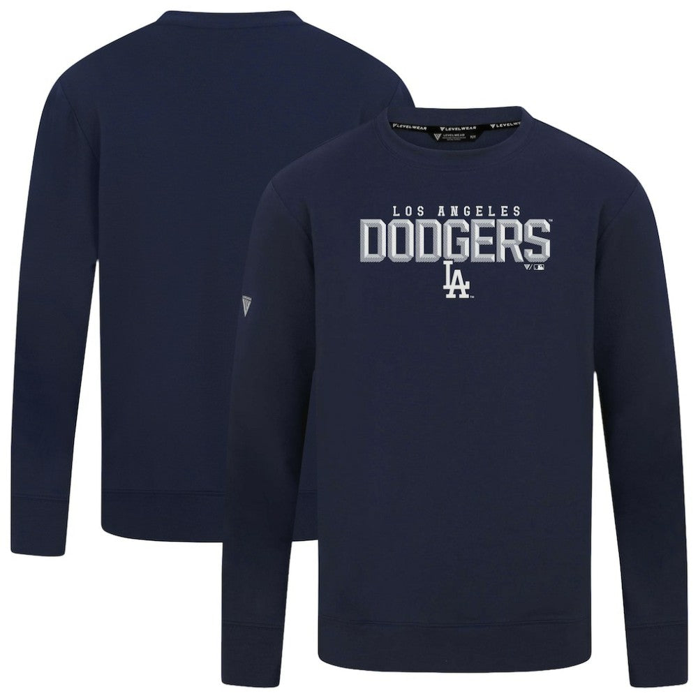 Los Angeles Dodgers Levelwear Mandate Carve Tri-Blend Sweatshirt Navy