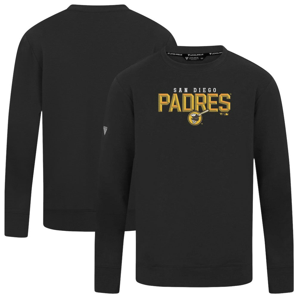 San Diego Padres Levelwear Mandate Carve Tri-Blend Sweatshirt Black