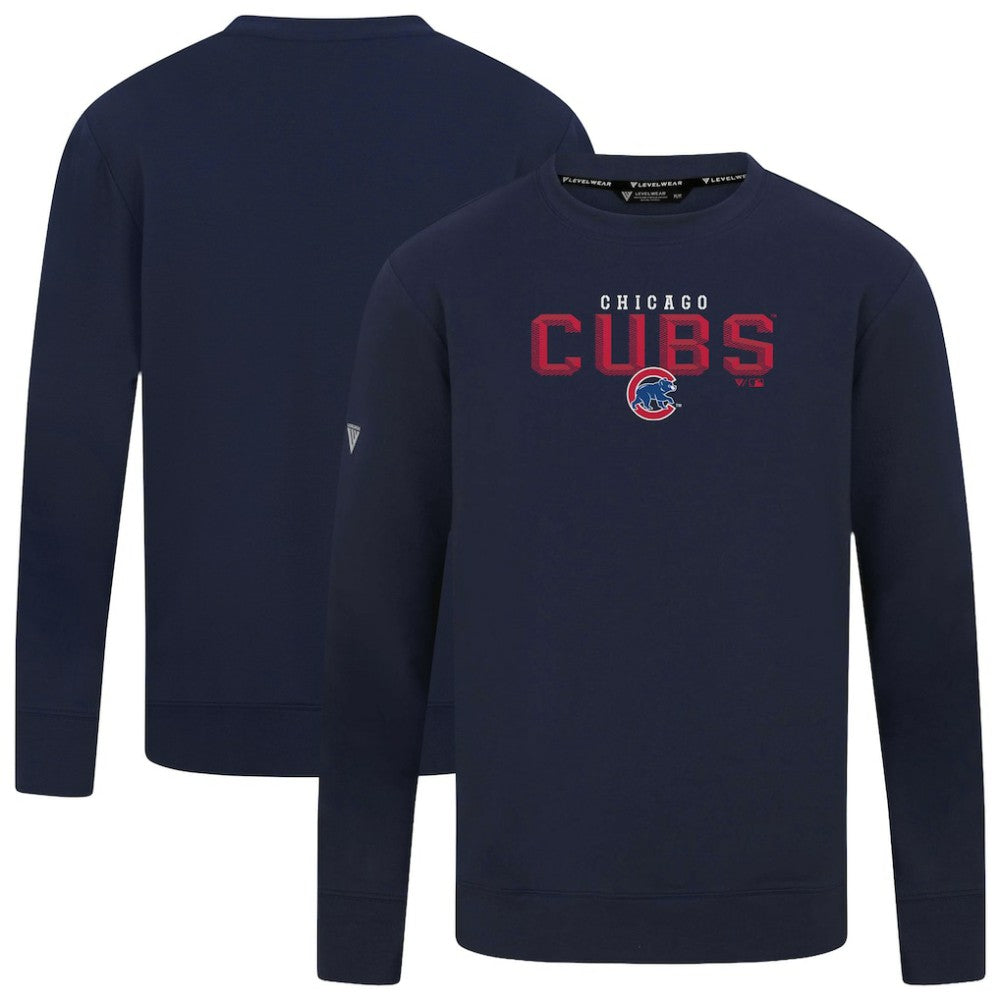 Chicago Cubs Levelwear Mandate Carve Tri-Blend Sweatshirt Navy